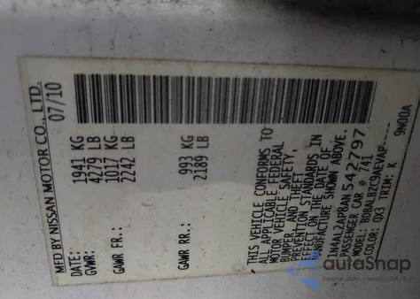 2010 Nissan Altima 2.5 S from USA, damaged, VIN 1N4AL2AP8AN542797